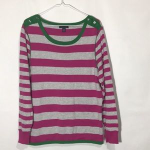 Tommy Hilfiger Gray & Pink Stripe Sweater Size XL